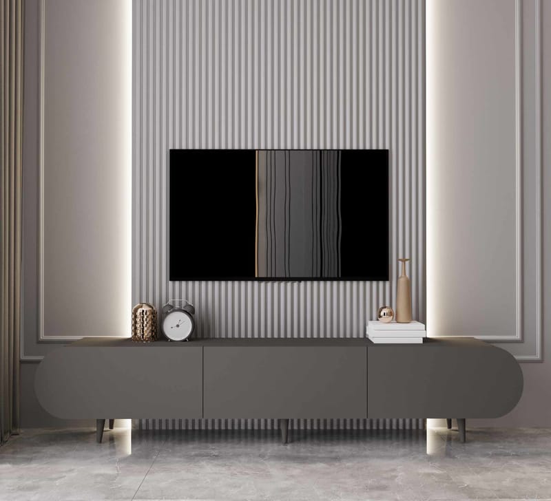 TV-benk Nordure Regulus (180 x 49 x 30 cm) Grå - Grå - Møbler - TV- & Mediamøbler - TV benk & mediabenk