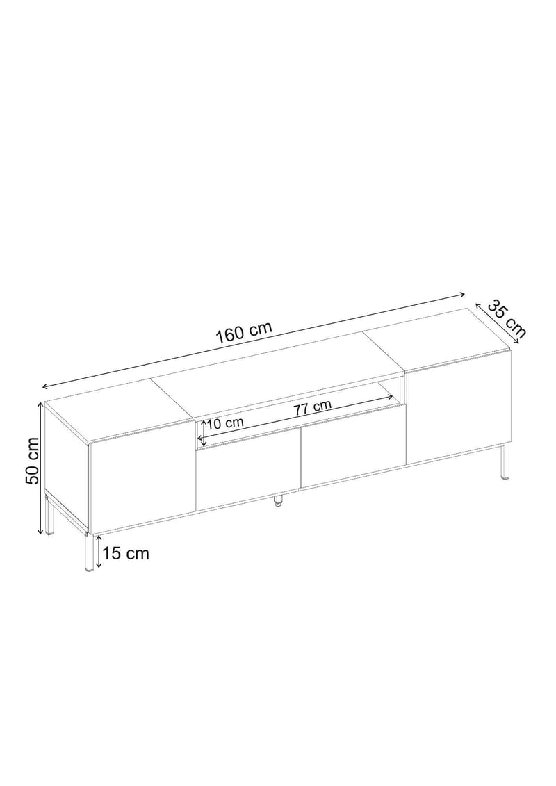 TV-benk Nordure Rivoli (160 x 50 x 35 cm) Milano Valnøtt Svart - Milano valnøtt og svart - Møbler - TV- & Mediamøbler - TV benk & mediabenk