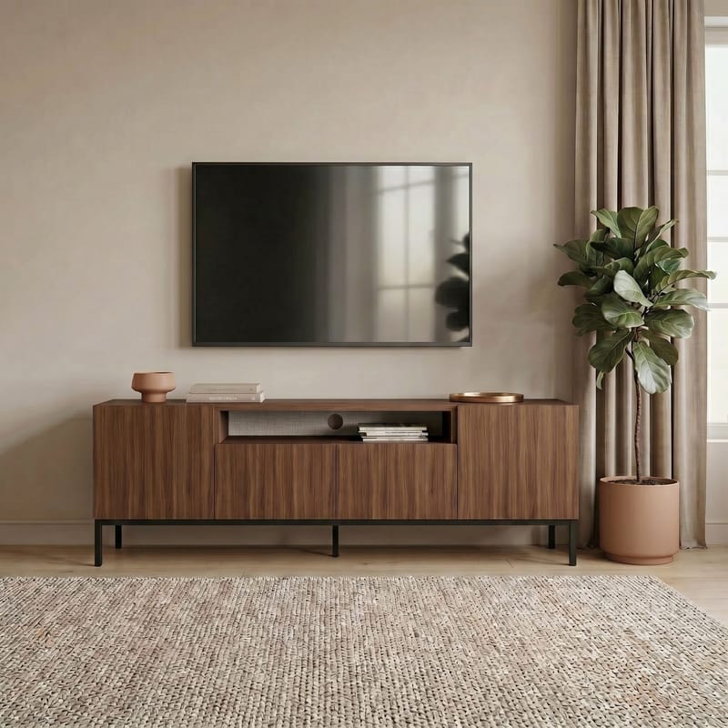TV-benk Nordure Rivoli (160 x 50 x 35 cm) Milano Valnøtt Svart - Milano valnøtt og svart - Møbler - TV- & Mediamøbler - TV benk & mediabenk