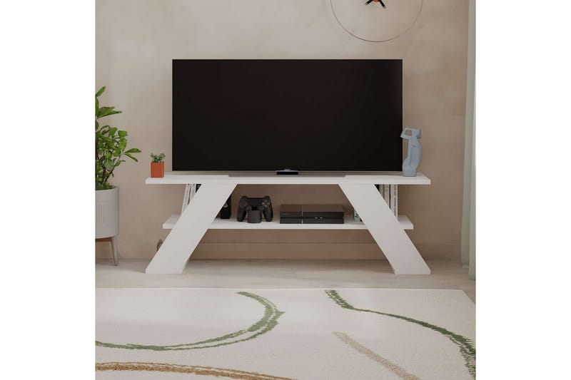 TV-benk og mediabenk Homitis TV-benk Janesh Vit - Møbler - TV- & Mediamøbler - TV benk & mediabenk