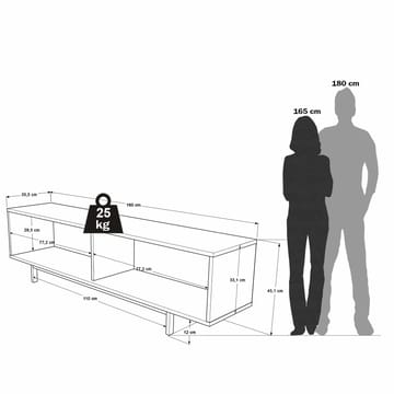 TV-benk Skye Decor Bren (160 x 45,1 x 35,5 cm) naturlig hvit - Naturlig og hvit - Møbler - TV- & Mediamøbler - TV benk & mediabenk