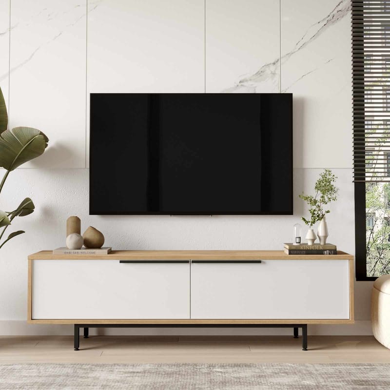 TV-benk Skye Decor Bren (160 x 45,1 x 35,5 cm) naturlig hvit - Naturlig og hvit - Møbler - TV- & Mediamøbler - TV benk & mediabenk