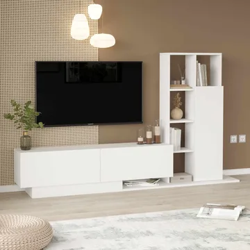 TV-benk Skye Decor Eska (201,2 x 123,6 x 29,5 cm) Hvit - Hvit - Møbler - TV- & Mediamøbler - TV-skap