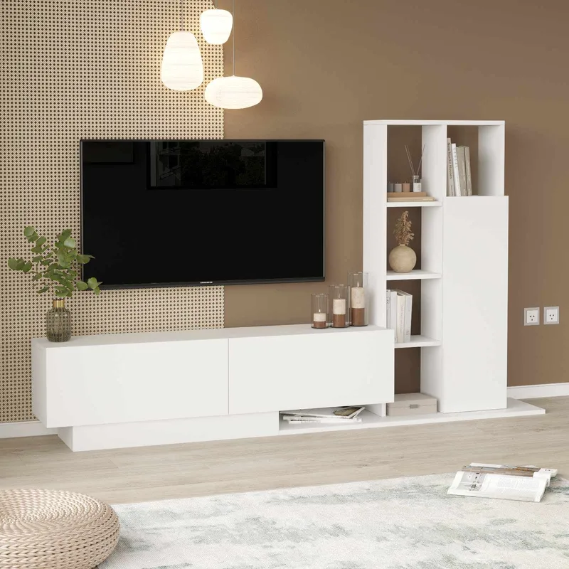 TV-benk Skye Decor Eska (201,2 x 123,6 x 29,5 cm) Hvit - Hvit - Møbler - TV- & Mediamøbler - TV-skap
