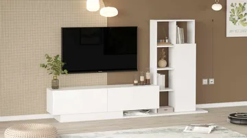 TV-benk Skye Decor Eska (201,2 x 123,6 x 29,5 cm) Hvit - Hvit - Møbler - TV- & Mediamøbler - TV-skap