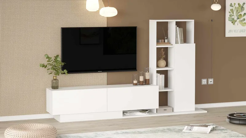 TV-benk Skye Decor Eska (201,2 x 123,6 x 29,5 cm) Hvit - Hvit - Møbler - TV- & Mediamøbler - TV-skap