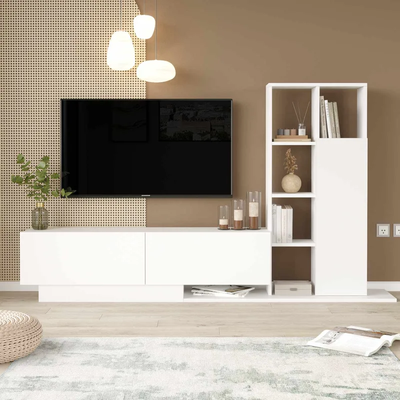 TV-benk Skye Decor Eska (201,2 x 123,6 x 29,5 cm) Hvit - Hvit - Møbler - TV- & Mediamøbler - TV-skap