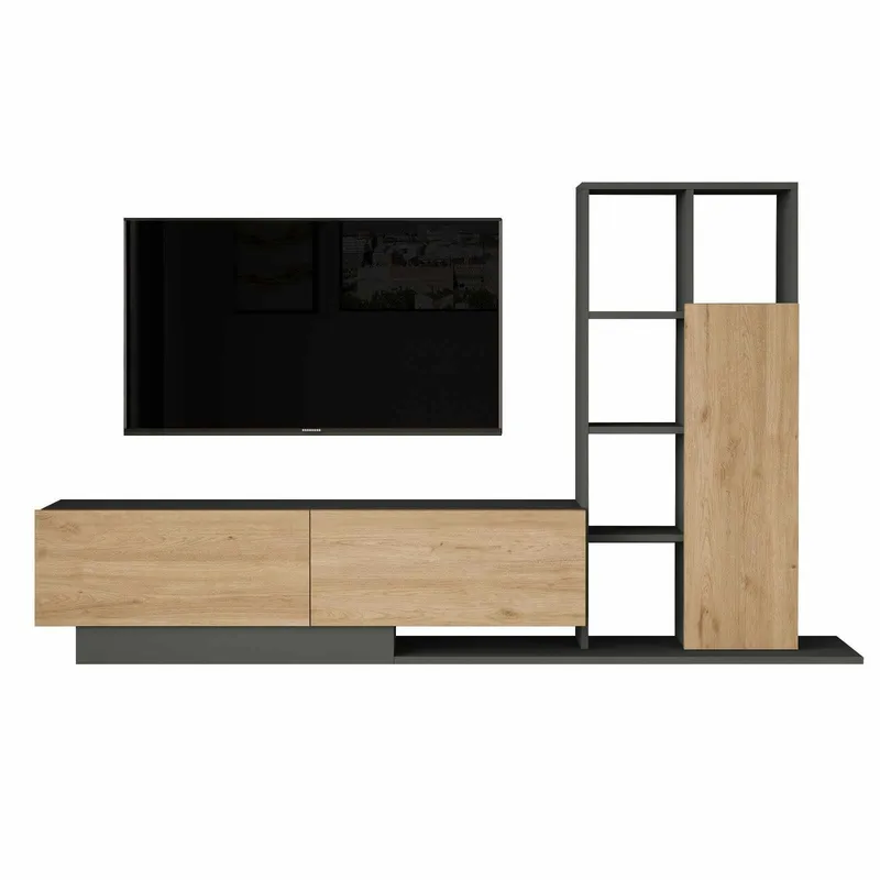 TV-benk Skye Decor Eska (201,2 x 123,6 x 29,5 cm) Naturlig antrasitt, Naturlig/Antrasitt