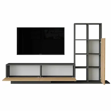 TV-benk Skye Decor Eska (201,2 x 123,6 x 29,5 cm) Naturlig antrasitt - Naturlig/Antrasitt - Møbler - TV- & Mediamøbler - TV-skap