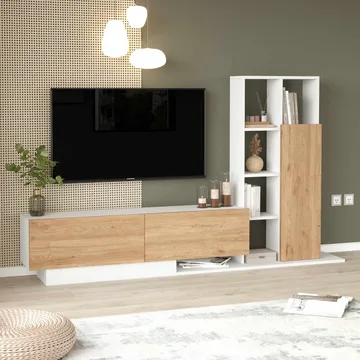 TV-benk Skye Decor Eska (201,2 x 123,6 x 29,5 cm) Naturlig hvit - Naturlig og hvit - Møbler - TV- & Mediamøbler - TV-skap