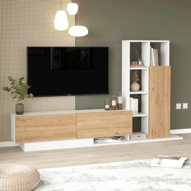 TV-benk Skye Decor Eska (201,2 x 123,6 x 29,5 cm) Naturlig hvit - Naturlig og hvit - Møbler - TV- & Mediamøbler - TV-skap