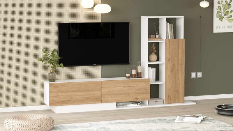 TV-benk Skye Decor Eska (201,2 x 123,6 x 29,5 cm) Naturlig hvit - Naturlig og hvit - Møbler - TV- & Mediamøbler - TV-skap