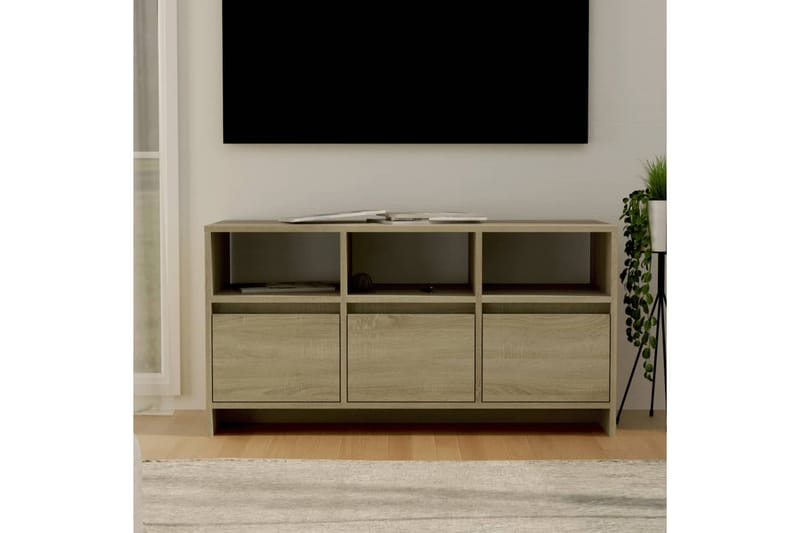 TV-benk sonoma eik 102x37,5x52,5 cm sponplate - Beige - TV benk & mediabenk