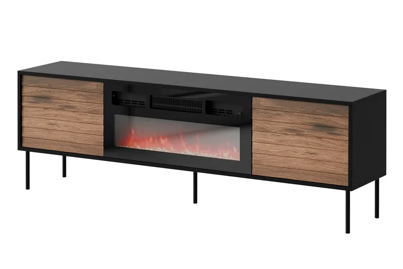 TV-benk Soublet 180 cm, Svart/Valnøtt