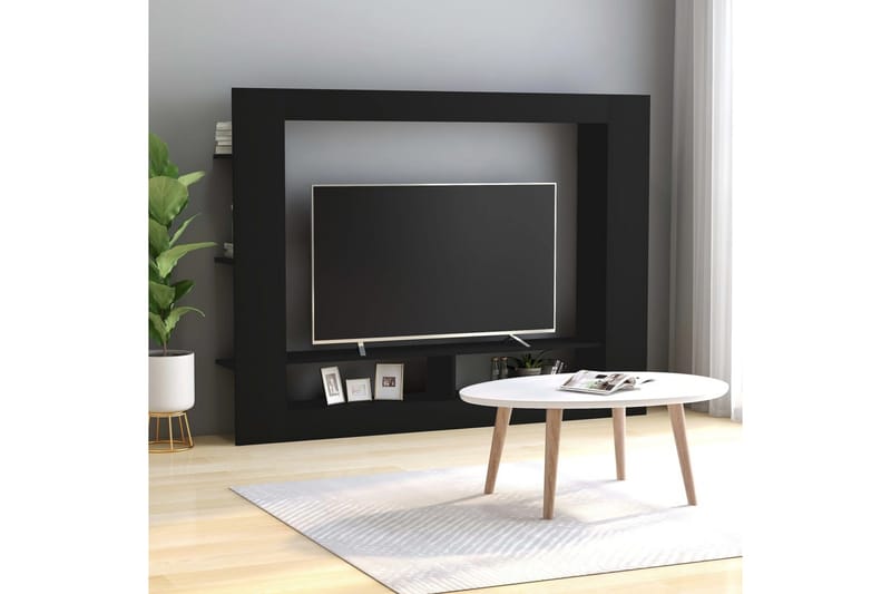 TV-benk svart 152x22x113 cm sponplate - TV benk & mediabenk