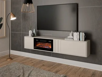 TV-benk TV-benk PHILIPPE 190 med peis beige - Møbler - TV- & Mediamøbler - TV benk & mediabenk