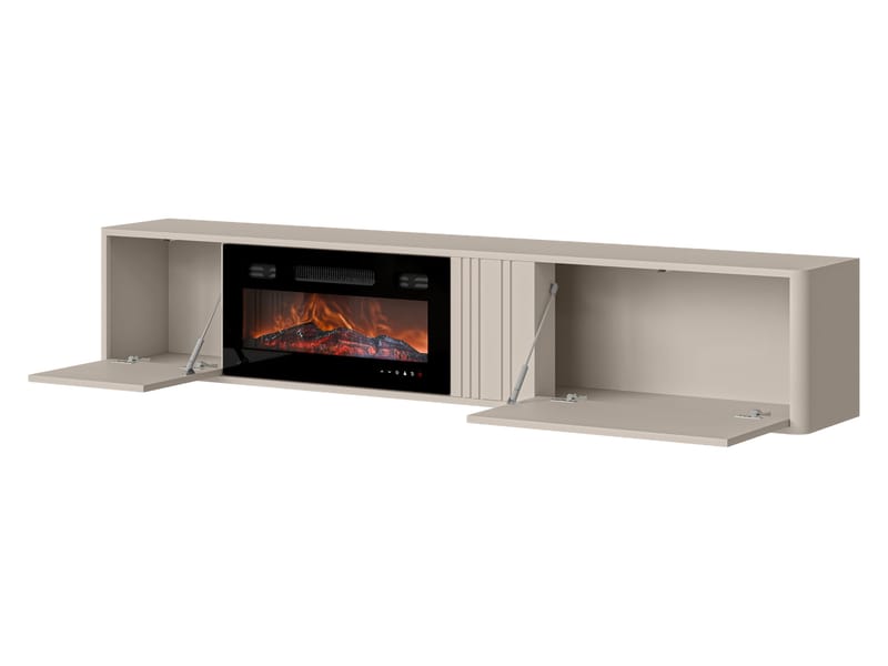 TV-benk TV-benk PHILIPPE 190 med peis beige - Møbler - TV- & Mediamøbler - TV benk & mediabenk