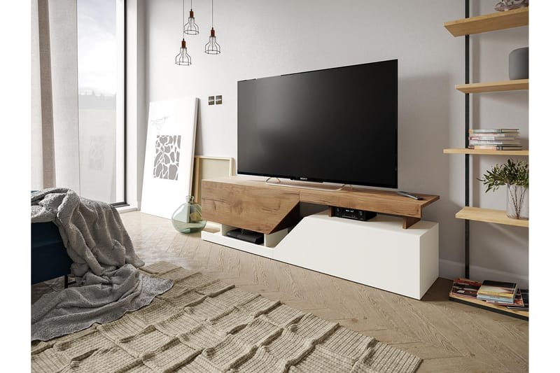 Tv-benk Perdioni 160 cm - Natur/Hvit - TV benk & mediabenk