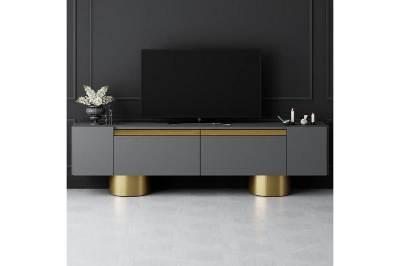 TV-bord Antrasitt / Gull - Antrasitt / Gull - Møbler - TV- & Mediamøbler - TV benk & mediabenk
