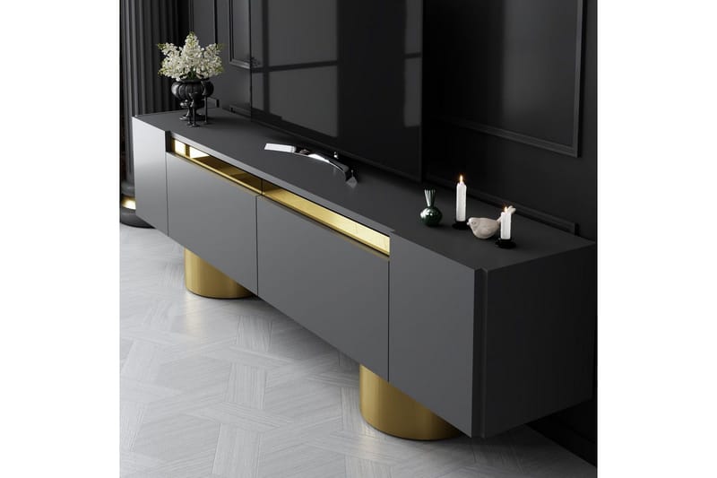 TV-bord Antrasitt / Gull - Antrasitt / Gull - Møbler - TV- & Mediamøbler - TV benk & mediabenk