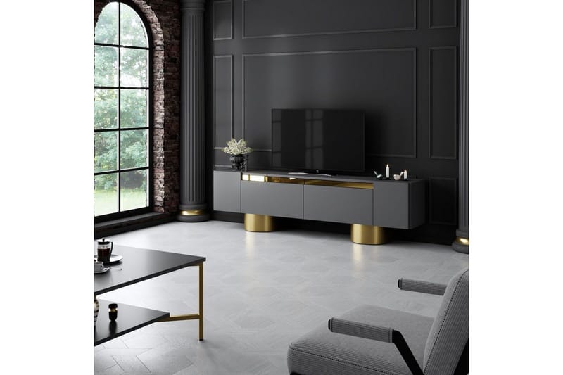 TV-bord Antrasitt / Gull - Antrasitt / Gull - Møbler - TV- & Mediamøbler - TV benk & mediabenk