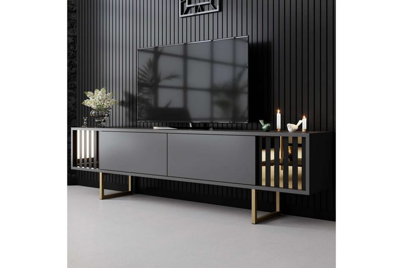 TV-bord Gull Linje Antrasitt / Gull - Antrasitt / Gull - Møbler - TV- & Mediamøbler - TV benk & mediabenk