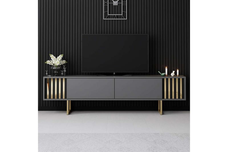 TV-bord Gull Linje Antrasitt / Gull - Antrasitt / Gull - Møbler - TV- & Mediamøbler - TV benk & mediabenk