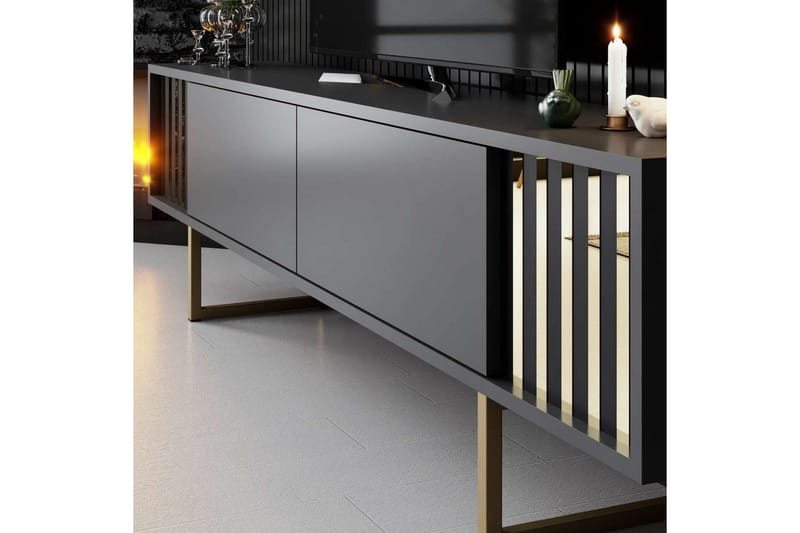 TV-bord Gull Linje Antrasitt / Gull - Antrasitt / Gull - Møbler - TV- & Mediamøbler - TV benk & mediabenk