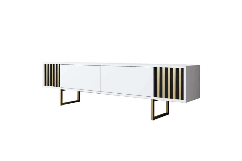 TV-bord Gull Linje Hvit / Gull, Hvit / Gull