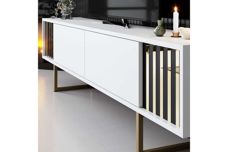 TV-bord Gull Linje Hvit / Gull - Hvit / Gull - Møbler - TV- & Mediamøbler - TV benk & mediabenk