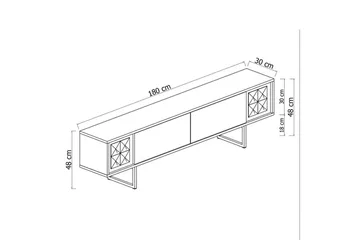 TV-bord Gull Linje Hvit / Gull - Hvit / Gull - Møbler - TV- & Mediamøbler - TV benk & mediabenk