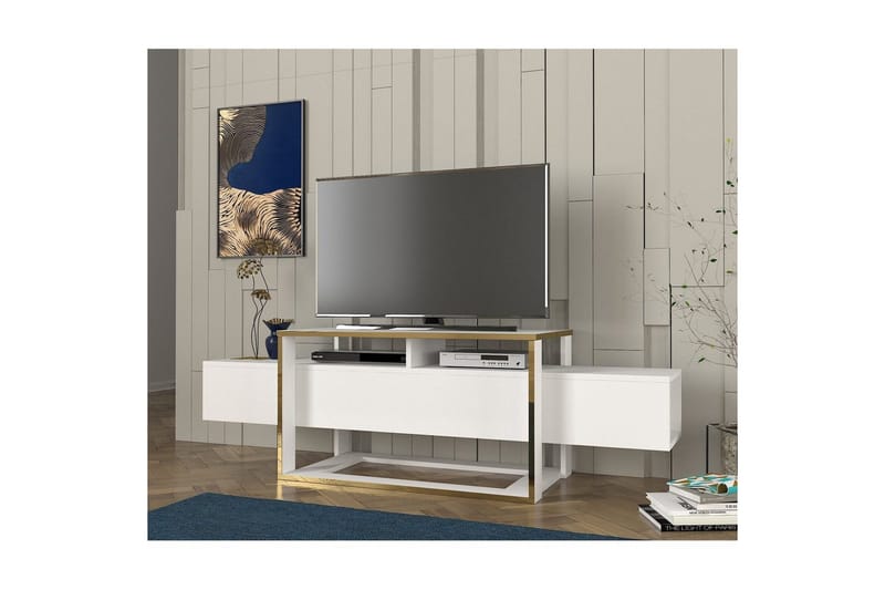 TV-bord Herb Hvit / Gull - Gull/Hvit - Møbler - TV- & Mediamøbler - TV benk & mediabenk