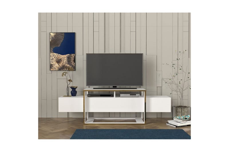 TV-bord Herb Hvit / Gull - Gull/Hvit - Møbler - TV- & Mediamøbler - TV benk & mediabenk