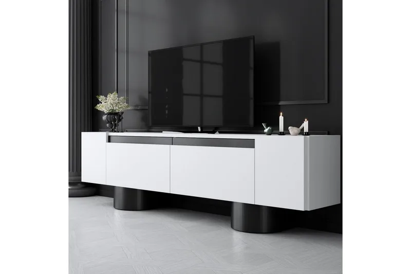 TV-bord Hvit / Svart - Hvit / Svart - Møbler - TV- & Mediamøbler - TV benk & mediabenk