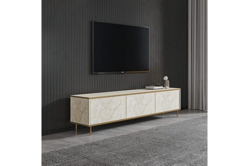 TV-bord Imaj Travertin / Gull - Gull/Taupe - Møbler - TV- & Mediamøbler - TV benk & mediabenk