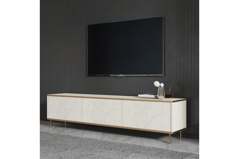 TV-bord Imaj Travertin / Gull - Gull/Taupe - Møbler - TV- & Mediamøbler - TV benk & mediabenk