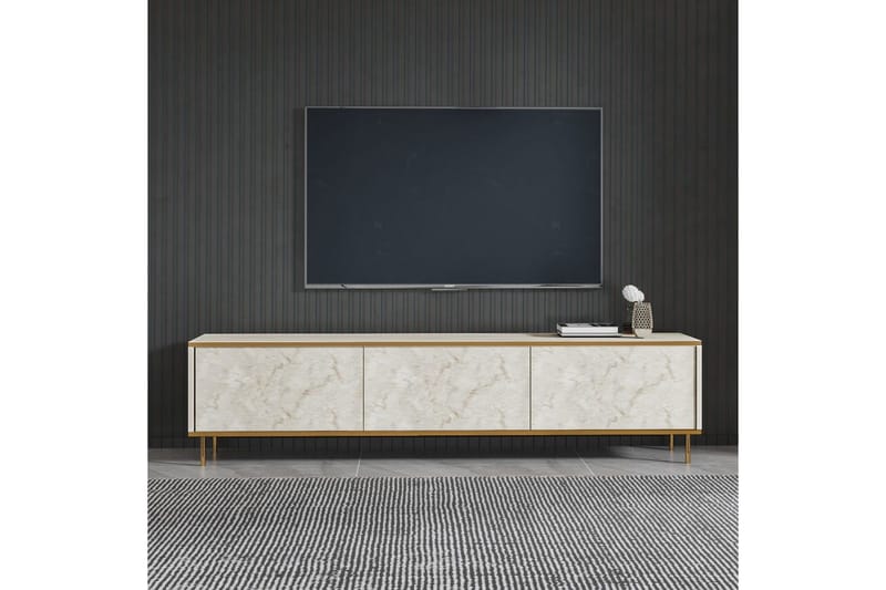 TV-bord Imaj Travertin / Gull - Gull/Taupe - Møbler - TV- & Mediamøbler - TV benk & mediabenk