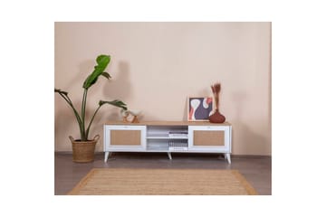 TV-bord Jatinder Hvit / Eik - Natur/Hvit - Møbler - TV- & Mediamøbler - TV benk & mediabenk