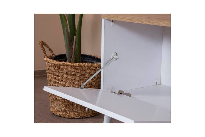 TV-bord Jatinder Hvit / Eik - Natur/Hvit - Møbler - TV- & Mediamøbler - TV benk & mediabenk