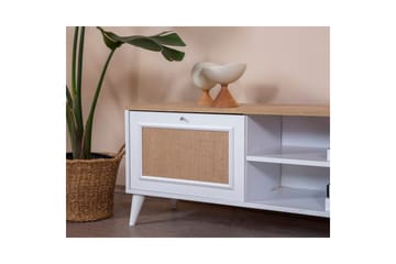 TV-bord Jatinder Hvit / Eik - Natur/Hvit - Møbler - TV- & Mediamøbler - TV benk & mediabenk