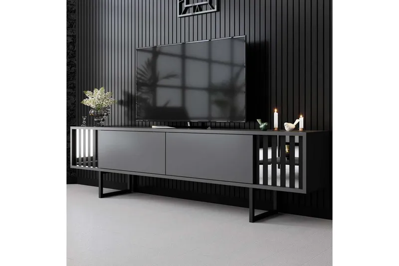 TV-bord Krom Linje Antrasitt / Svart - Antrasitt / Svart - Møbler - TV- & Mediamøbler - TV benk & mediabenk