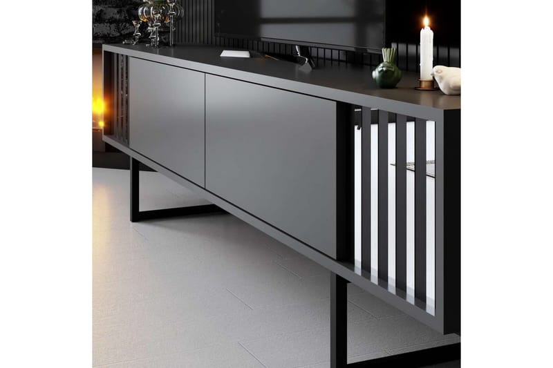 TV-bord Krom Linje Antrasitt / Svart - Antrasitt / Svart - Møbler - TV- & Mediamøbler - TV benk & mediabenk