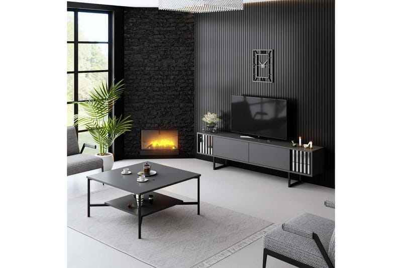 TV-bord Krom Linje Antrasitt / Svart - Antrasitt / Svart - Møbler - TV- & Mediamøbler - TV benk & mediabenk