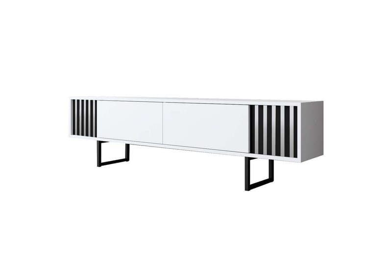 TV-bord Krom Linje Hvit / Svart, Hvit / Svart