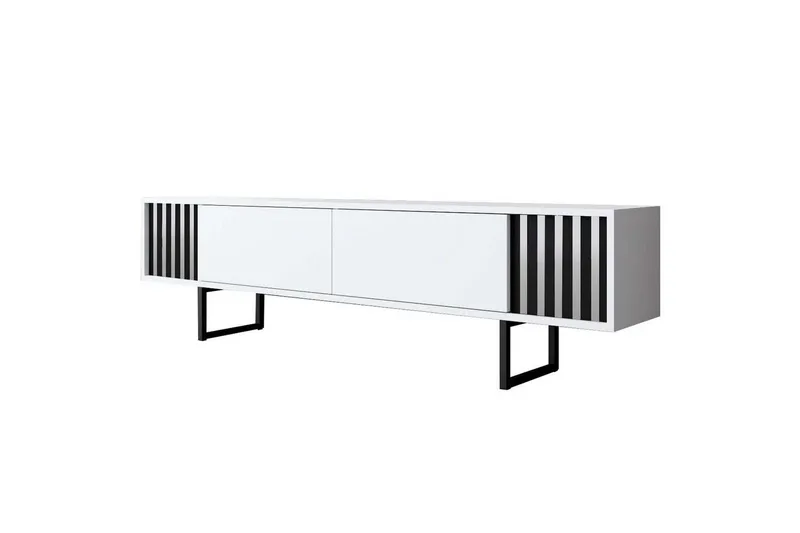 TV-bord Krom Linje Hvit / Svart, Hvit / Svart