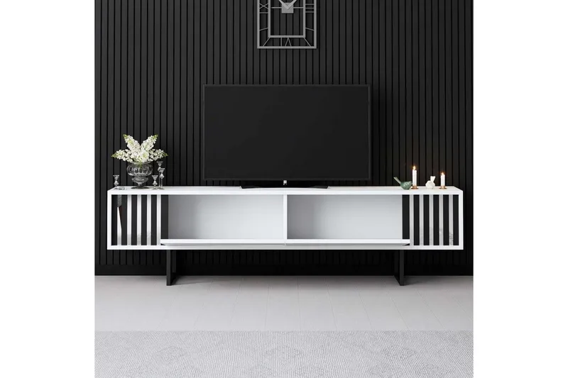 TV-bord Krom Linje Hvit / Svart - Hvit / Svart - Møbler - TV- & Mediamøbler - TV benk & mediabenk