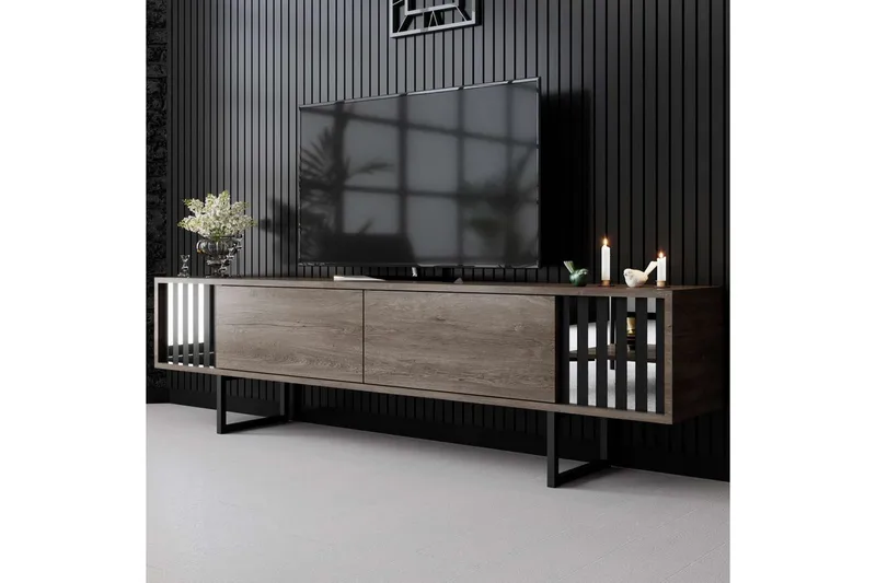 TV-bord Krom Linje Valnøtt / Svart - Valnøtt / Svart - Møbler - TV- & Mediamøbler - TV benk & mediabenk