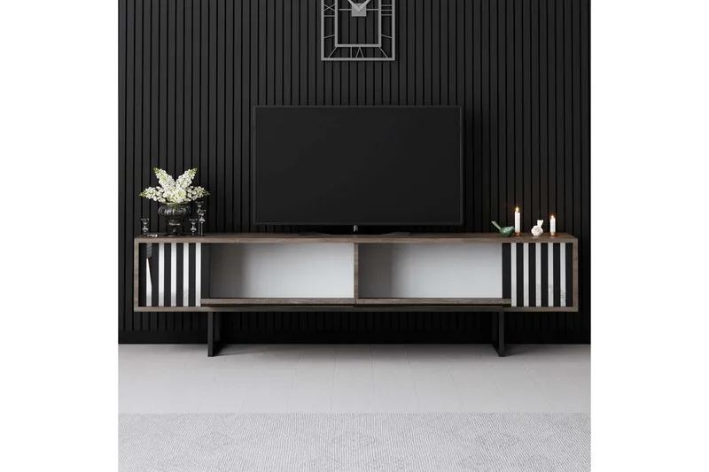 TV-bord Krom Linje Valnøtt / Svart - Valnøtt / Svart - Møbler - TV- & Mediamøbler - TV benk & mediabenk