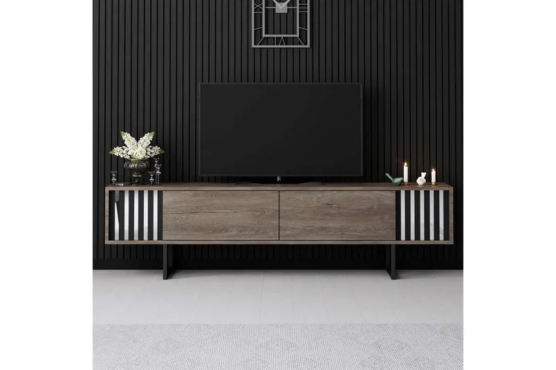 TV-bord Krom Linje Valnøtt / Svart - Valnøtt / Svart - Møbler - TV- & Mediamøbler - TV benk & mediabenk