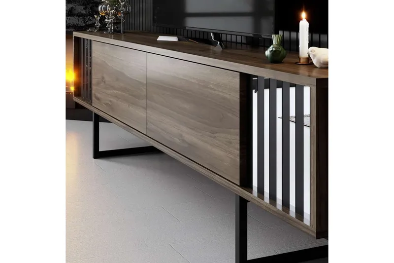 TV-bord Krom Linje Valnøtt / Svart - Valnøtt / Svart - Møbler - TV- & Mediamøbler - TV benk & mediabenk